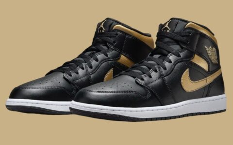 Air Jordan 1 Mid "Black/Metallic Gold" 现已上市（2024年6月）