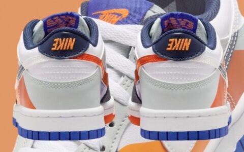 这款Nike Dunk Low GS采用了颠倒的品牌标识设计